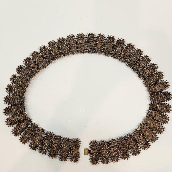 1960s Mid Cent. Finnish Modernist Brutalist Statement Belt Brass W/Bronze Finish - Picture 1 of 6